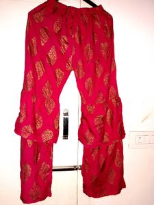 rani pink colour co-ord dress, sharara