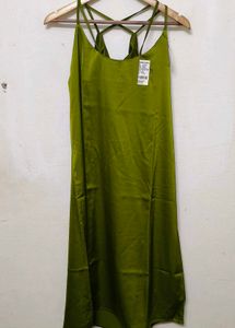 Trendy New Green Slip Dress