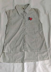 Checkered Sleeveless Shirt