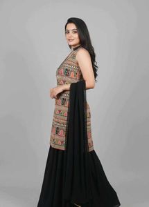 Elegant Embroidered Kurta Sharara Set