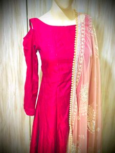 Elegant Pink Cold Shoulder Kurti