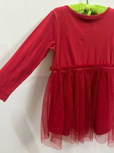 H&amp;m Red Long Sleeve sparkle tulle Dress