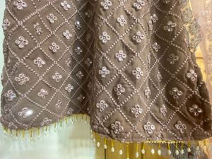 Mauve - Embroidered Kurta Set (kurta + dupatta )