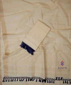 Kasavu Saree with Blue Tassels