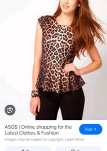 Asos Brand Peplum Leapord Print Top Luxury