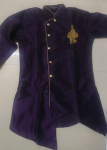 Boys&#39; Purple Asymmetrical Kurta