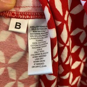 LOFT Red White Printed Dress (Size 2)