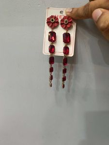 Red Flower Drop Earrings