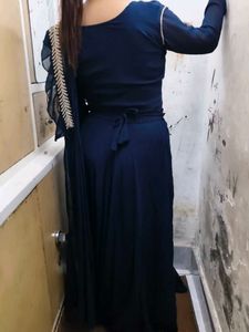 Elegant Navy Blue Draped Saree