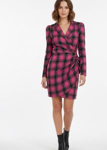 Pink Plaid Wrap Dress
