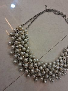 Pearls &amp; Silver Statement Necklace