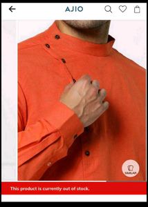 Orange Mandarin Collar Kurta