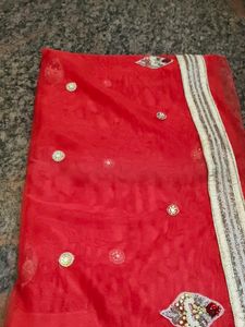 Red Net Heavy Saree