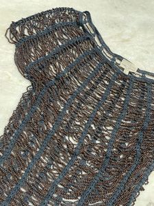 Blue &amp; brown Embellished Top