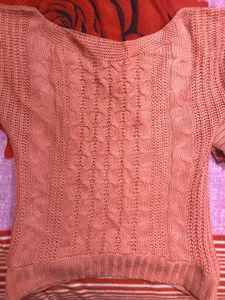 Peach Knit Pullover Sweater