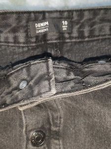 Black Denim Mini Skirt - Button Front