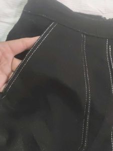 Black Soft Wool Pocket Mini Skirt