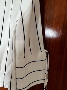 Striped V-Neck Tie Sleeve Top