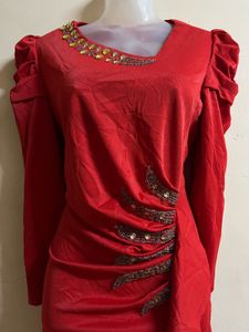 Red Beaded Party Dress