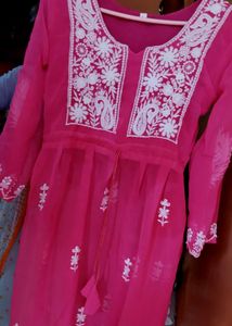 Pink Embroidered Tunic Top