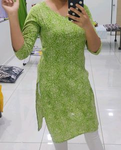 Bandhani Green Kurti