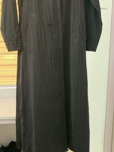 Black Striped Trench Coat Abaya