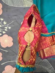 Teal &amp; Gold Saree with Blouse