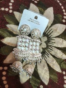 White Jhumar Earrings