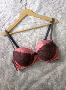 Pink Polka Dot Lace Bra
