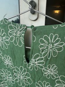 Green Floral Embroidered Dress (short)