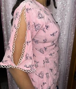 Pink Floral Print Top