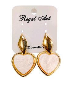 Radiant Gold-Pearl Plated Heart Earrings