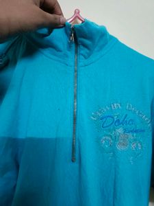 A Blue Half Sleeves High Neck T-shirt