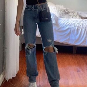 Acid Wash High-Waisted Jeans
