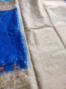 Blue Paper Silk Saree