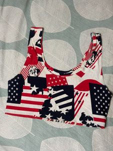 American Flag Print Crop Top