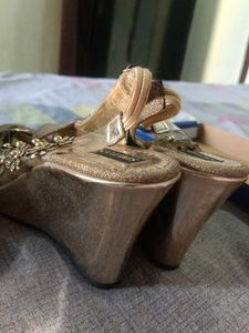 Sparkly Floral Wedge Sandals