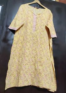 Light Yellow Printed Kurta Plazo Set For 44 Bust