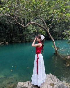 Y2k White Retro Vintage Korean Flared Long Skirt