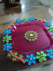 Decorated Pooja Thali with roli teeka dibbi