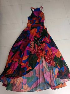 Floral High-Low Halter Dress