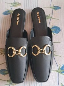 Black CHAIN Loop Mules ( NO BOX )