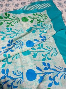 Blue Batik Print Saree