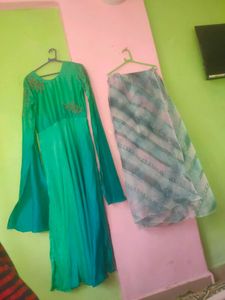 Green Anarkali Suit Set