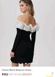 Black Off Shoulder Dress with Apricot Lace