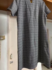 “Bossini” Gray Plaid Shirt Dress