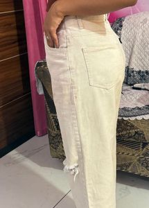 Beige Straight Fit Jeans