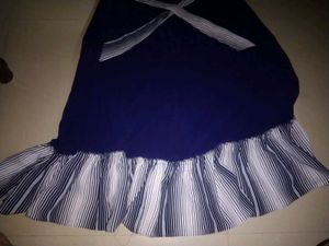 Blue Striped Ruffle Dress