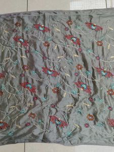 Grey Colored Embroidery Duppata