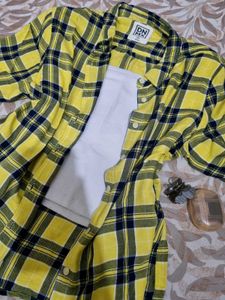 Yellow Plaid Flannel Shirt